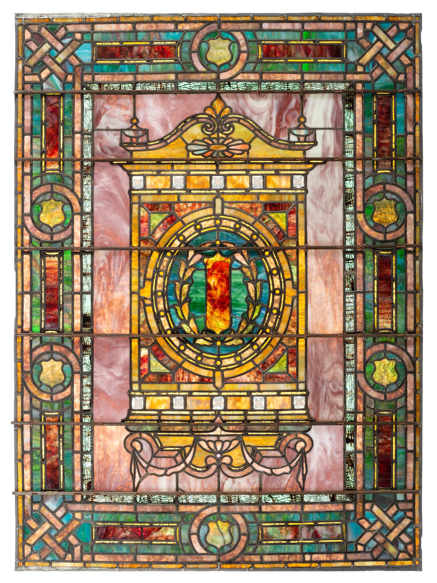 Arts and Crafts Leaded Glass Window, Circa 1900-1915…