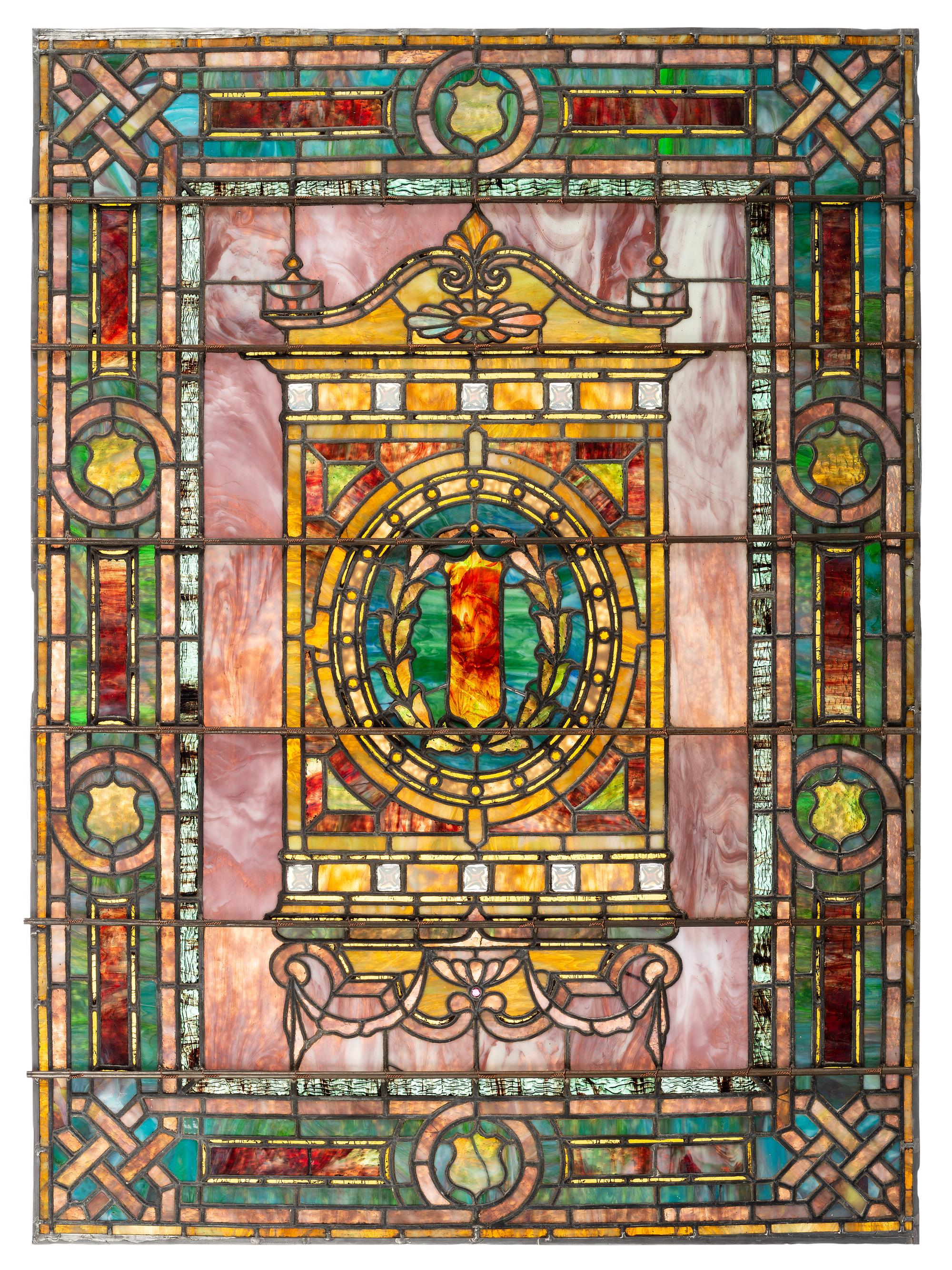 Arts and Crafts Leaded Glass Window, Circa 1900-1915…