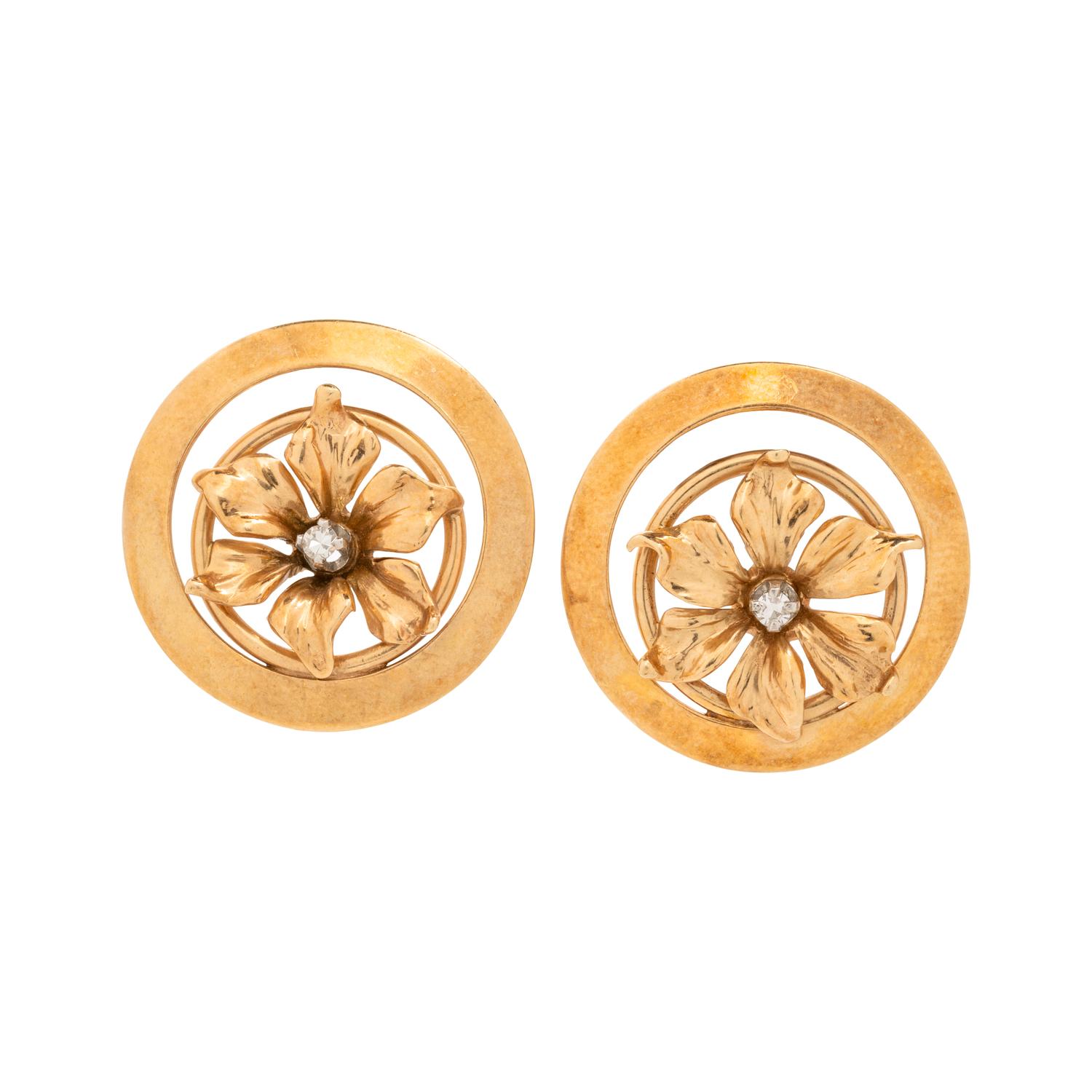 ROSE GOLD AND DIAMOND FLOWER BROOCHES