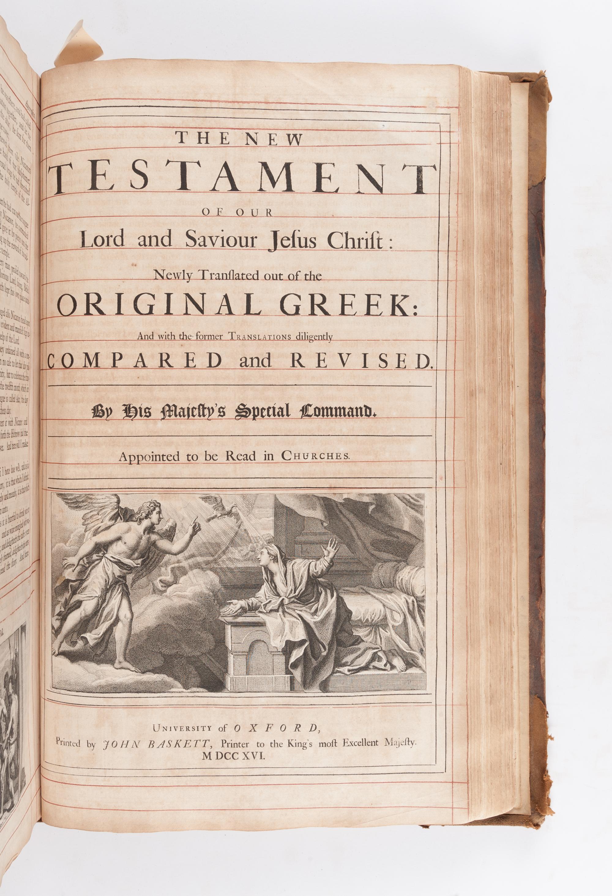 [BIBLE, in English]. The Holy Bible, containing the Old Testament and the New . Oxford: John Baskett, 1717-16.