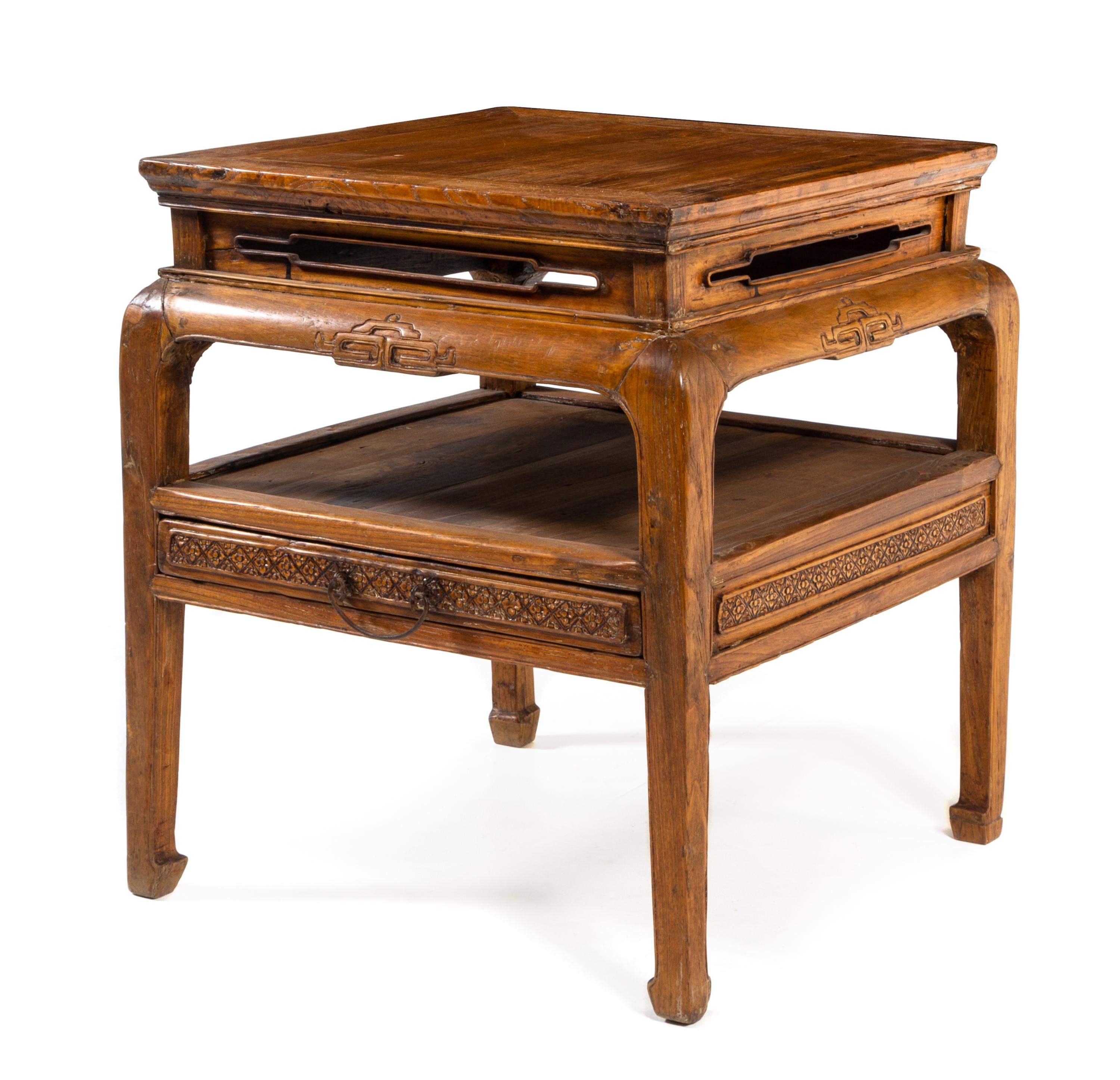 A Chinese Hardwood Square Table, Fangzhuo Height 30 1/2 x width 27 x depth 27 inches. — LATE QING DYNASTY