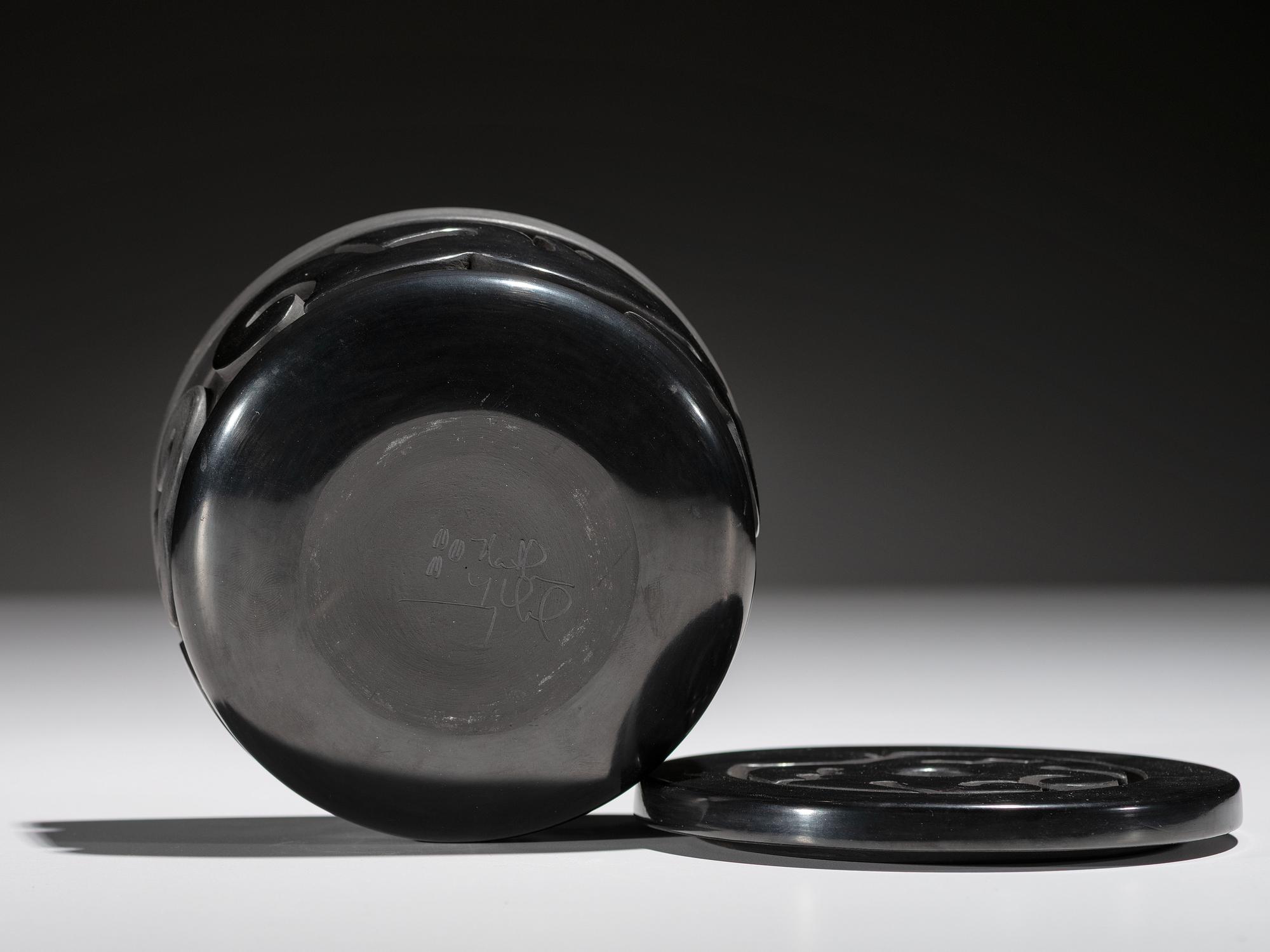 Lidded Blackware Pottery Container