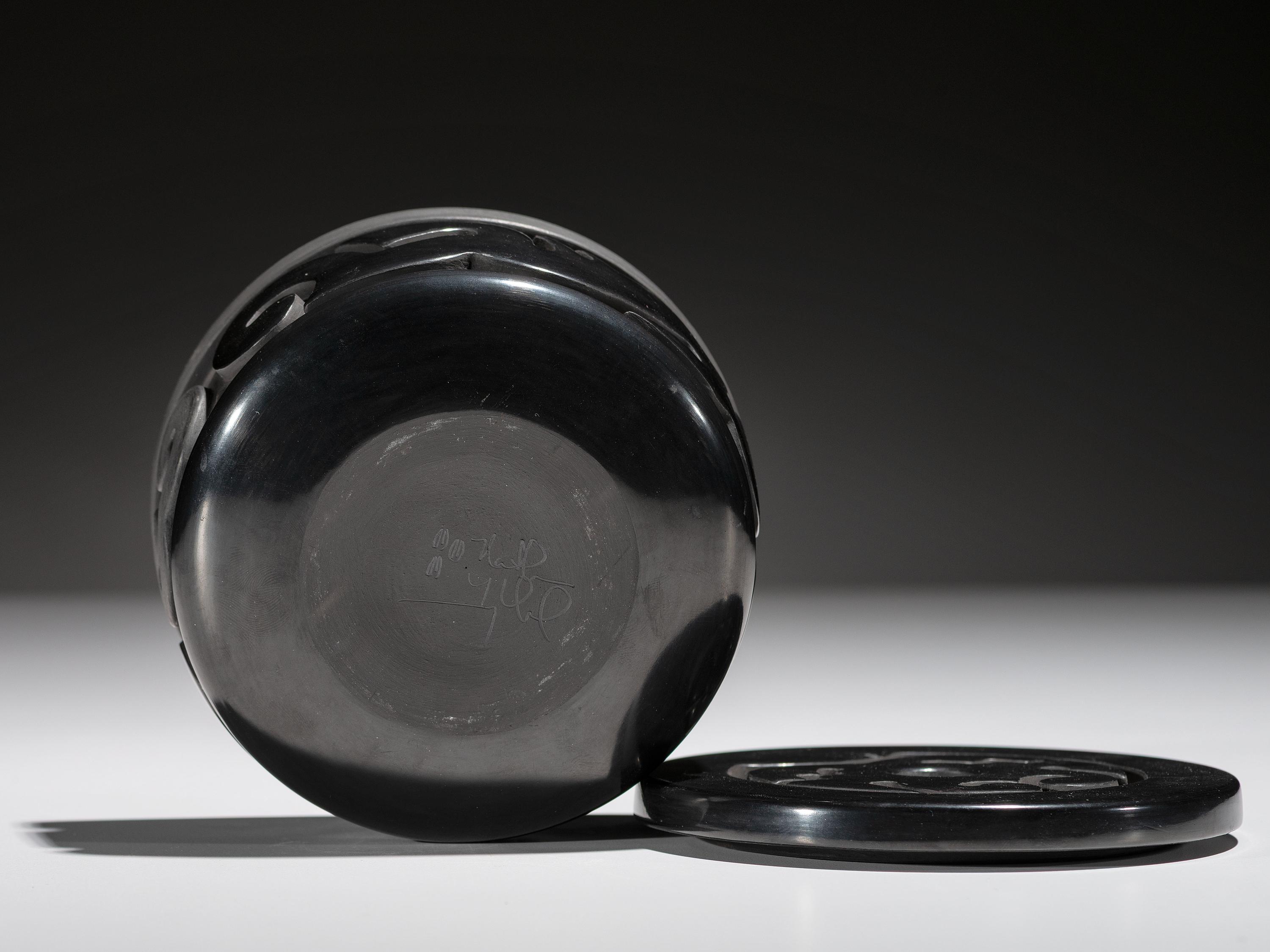 Lidded Blackware Pottery Container