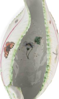 A Pair of Worcester Porcelain Leaf-Molded Sauce Boats
