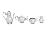 A Cased Victorian Silver Four-Piece Tea and Coffee Service