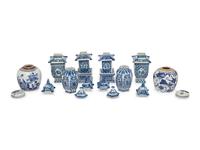 A Collection of Eight Blue and White Vessels