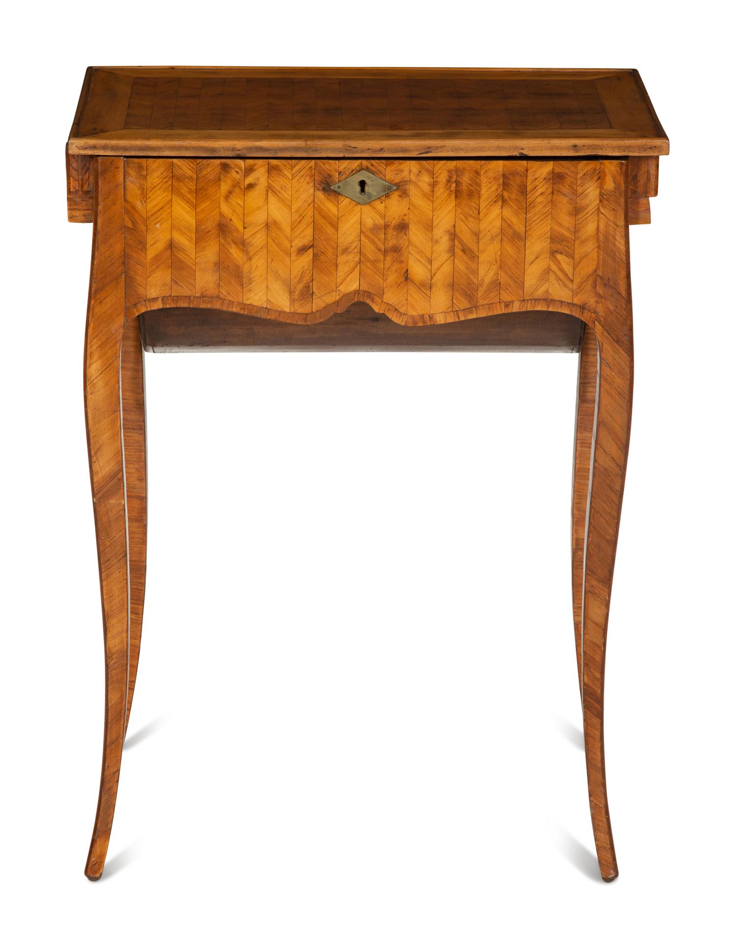 A Louis XV Tulipwood Parquetry Bureau Capucin