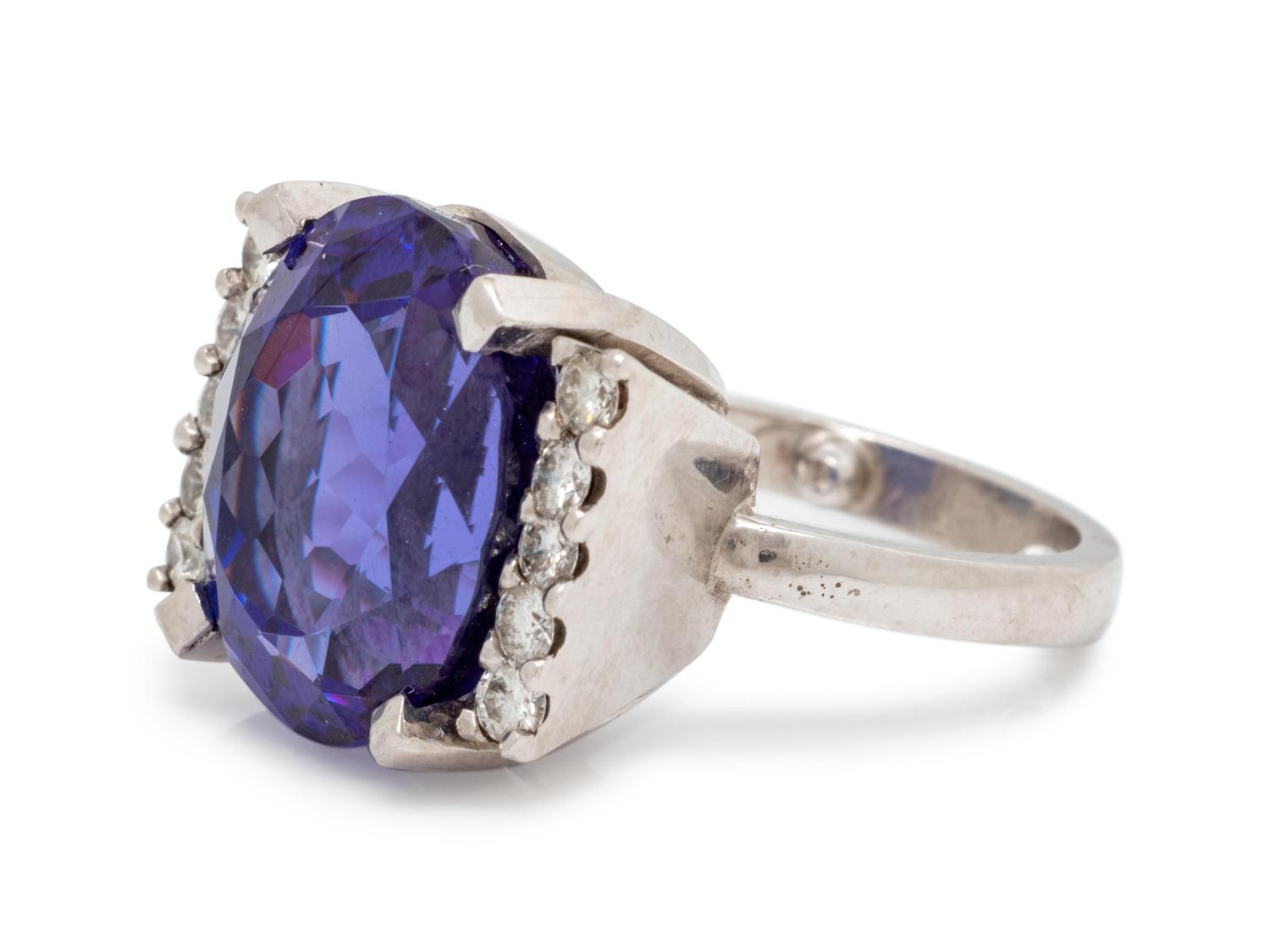 A Platinum, Tanzanite and Diamond Ring,