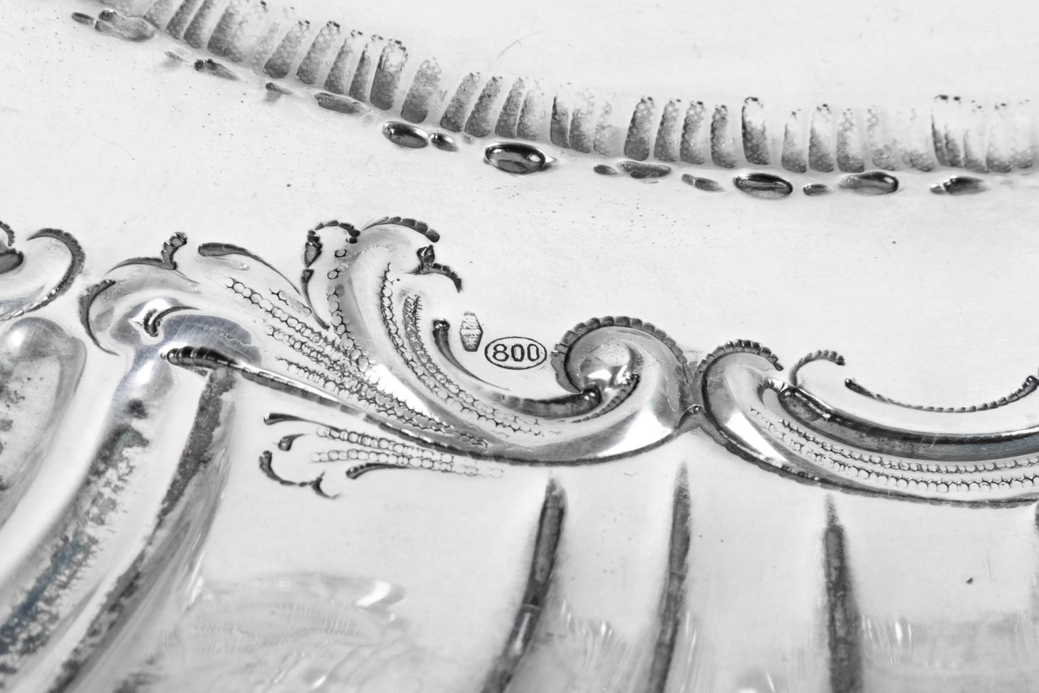 An Italian Silver and Hardstone Inset Centerpiece Bowl