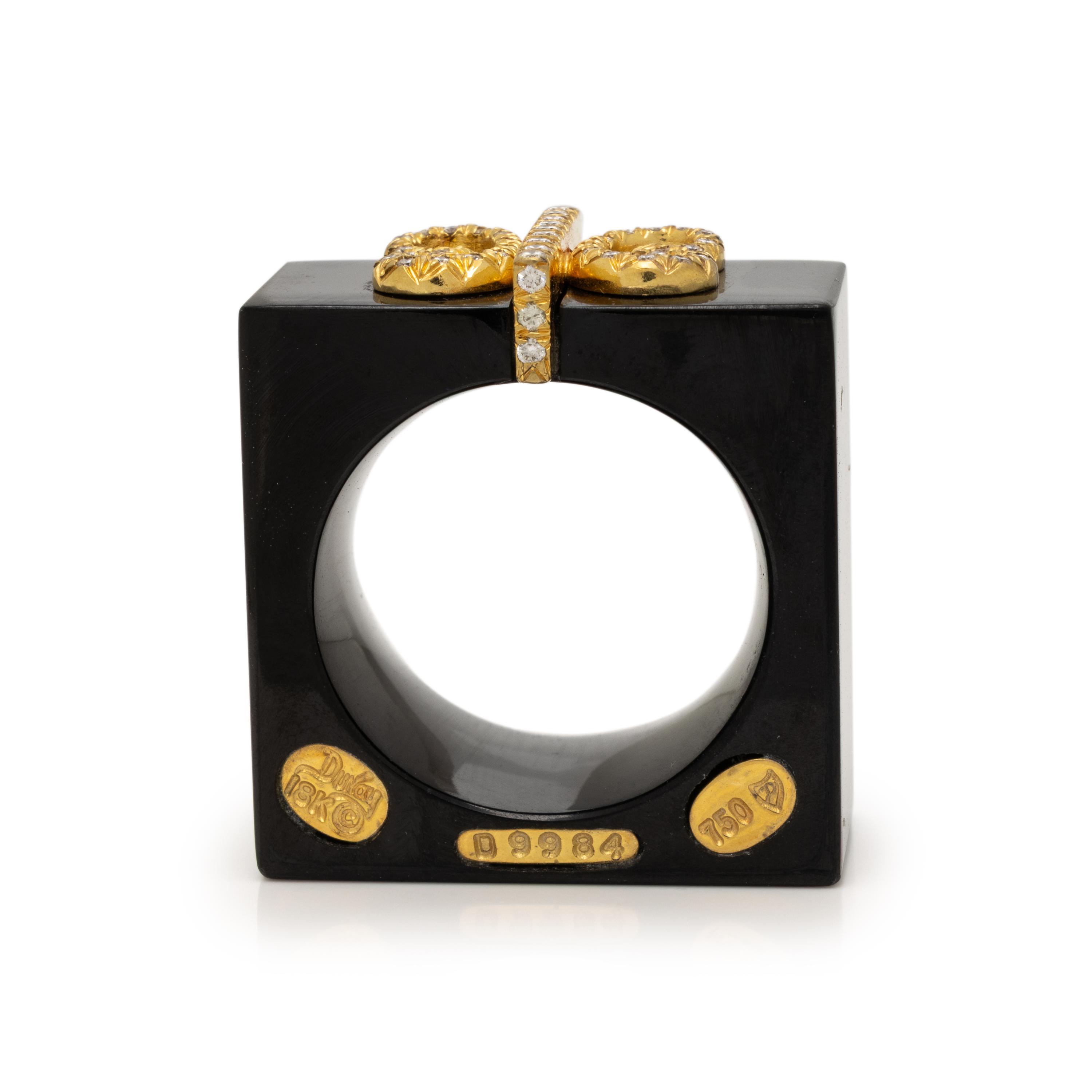 Henry Dunay, Black Jade, Diamond, and Yellow Gold Ring