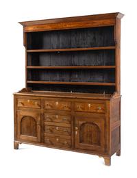 A George III Oak and Mahogany-Inlaid Cupboard
