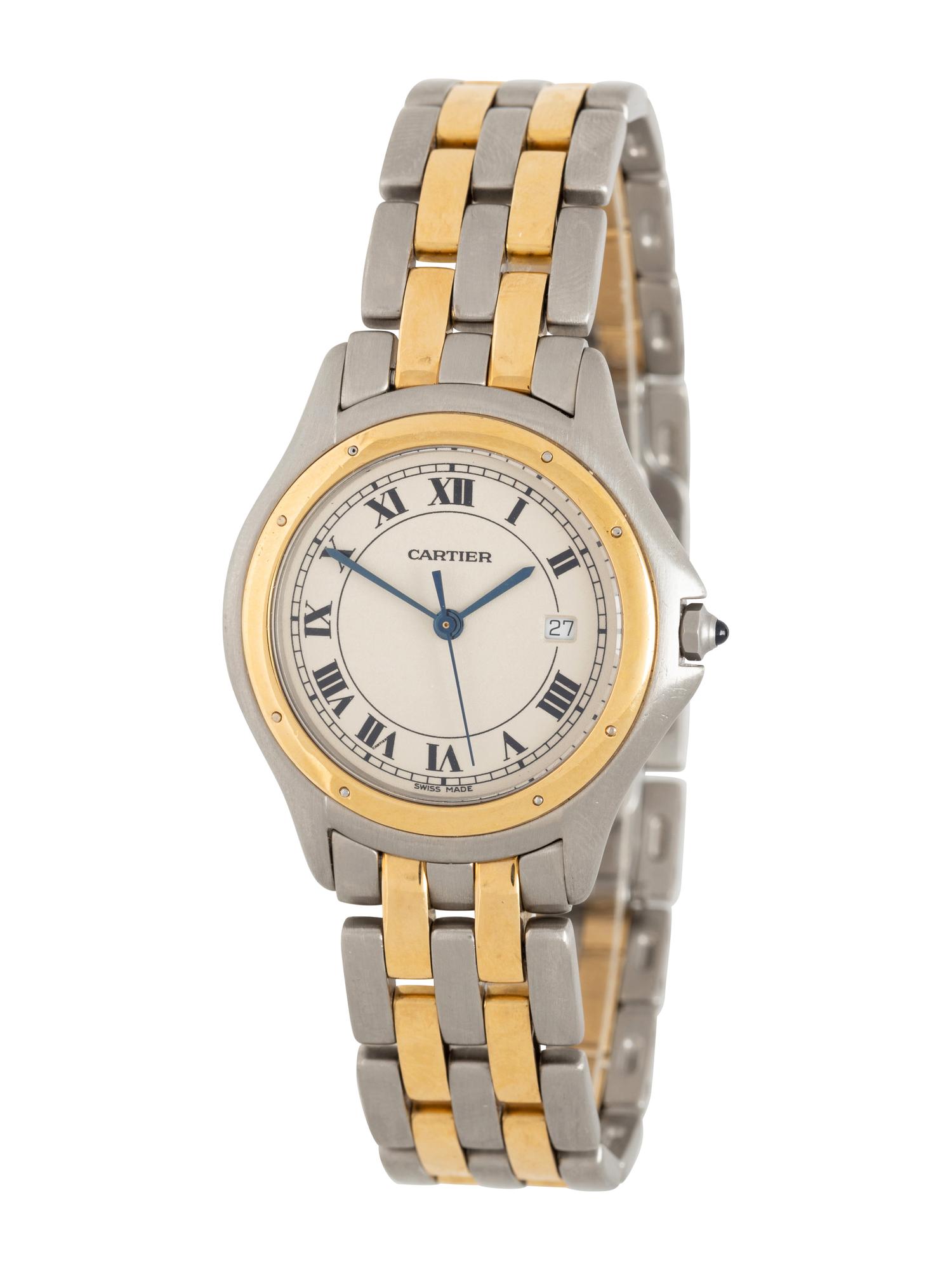 CARTIER, REF. 187904 YELLOW GOLD AND STAINLESS STEEL 'COUGAR' WATCH