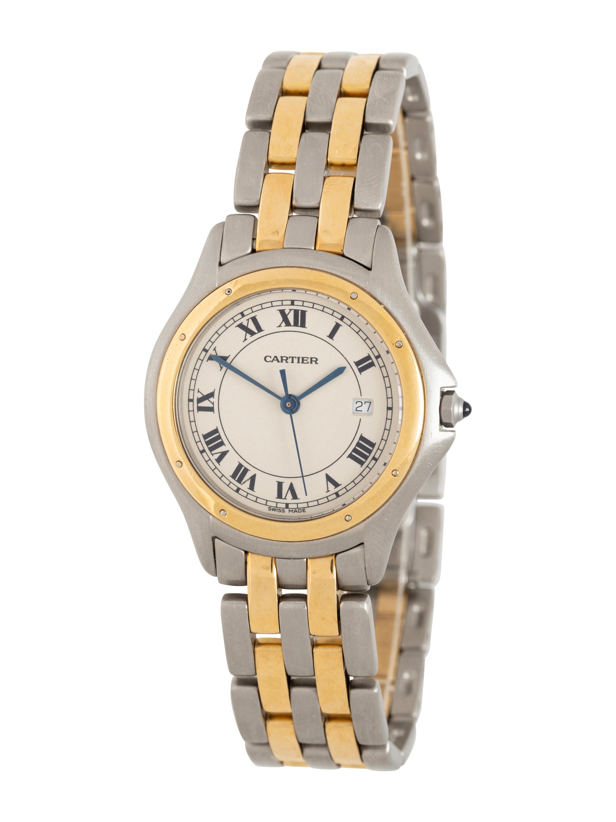 CARTIER, REF. 187904 YELLOW GOLD AND STAINLESS STEEL 'COUGAR' WATCH