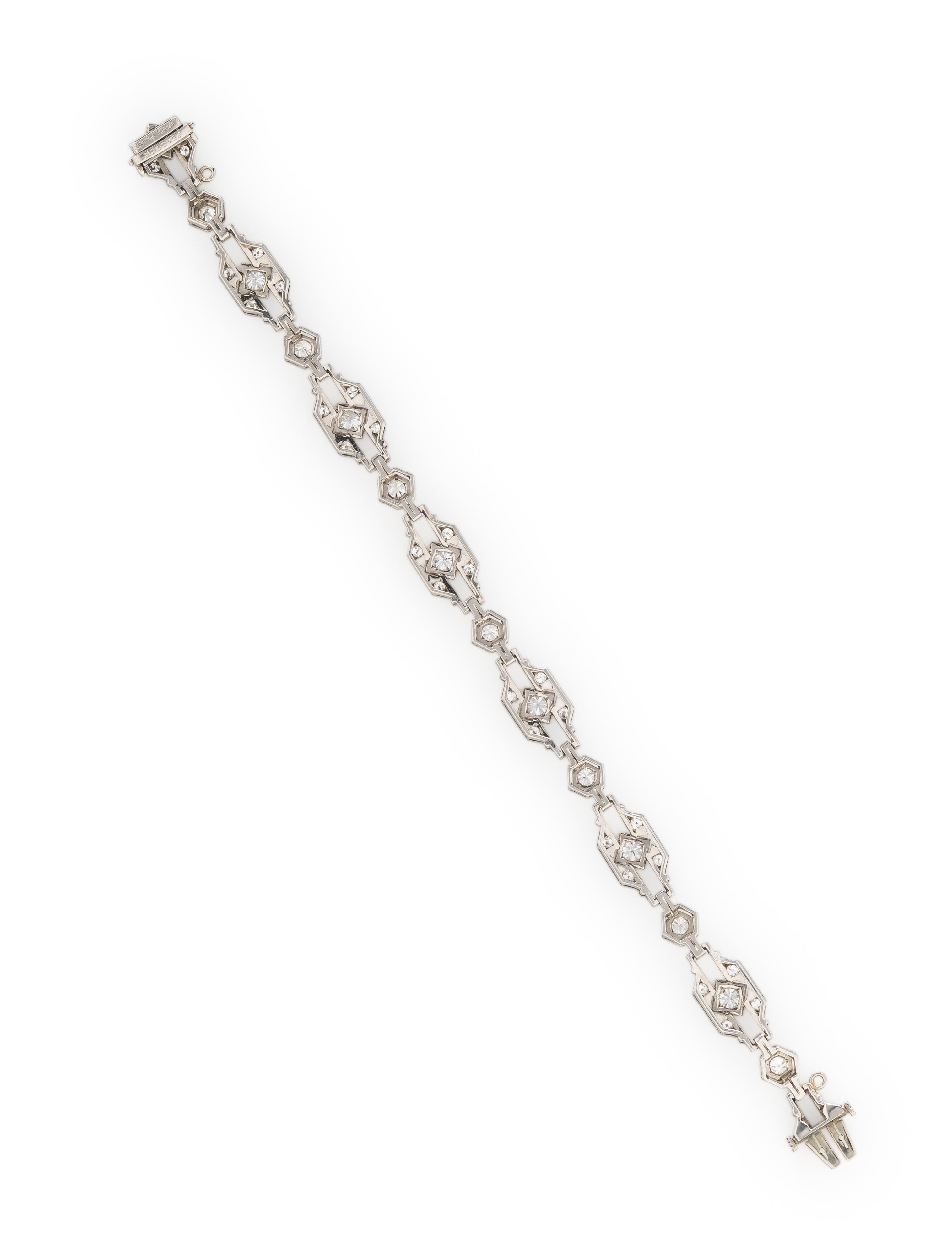 CD PEACOCK, ART DECO, DIAMOND AND PLATINUM BRACELET