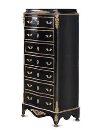 A Napoleon III Style Gilt Bronze Mounted Ebonized Semainier