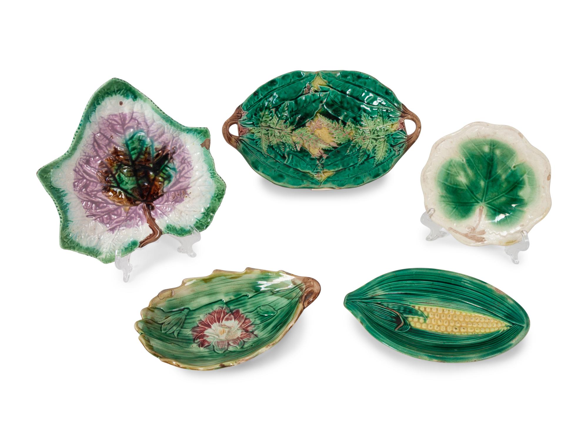 A Group of Eleven Majolica Articles