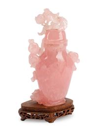 A Chinese Export Carved Rose Quartz Vase