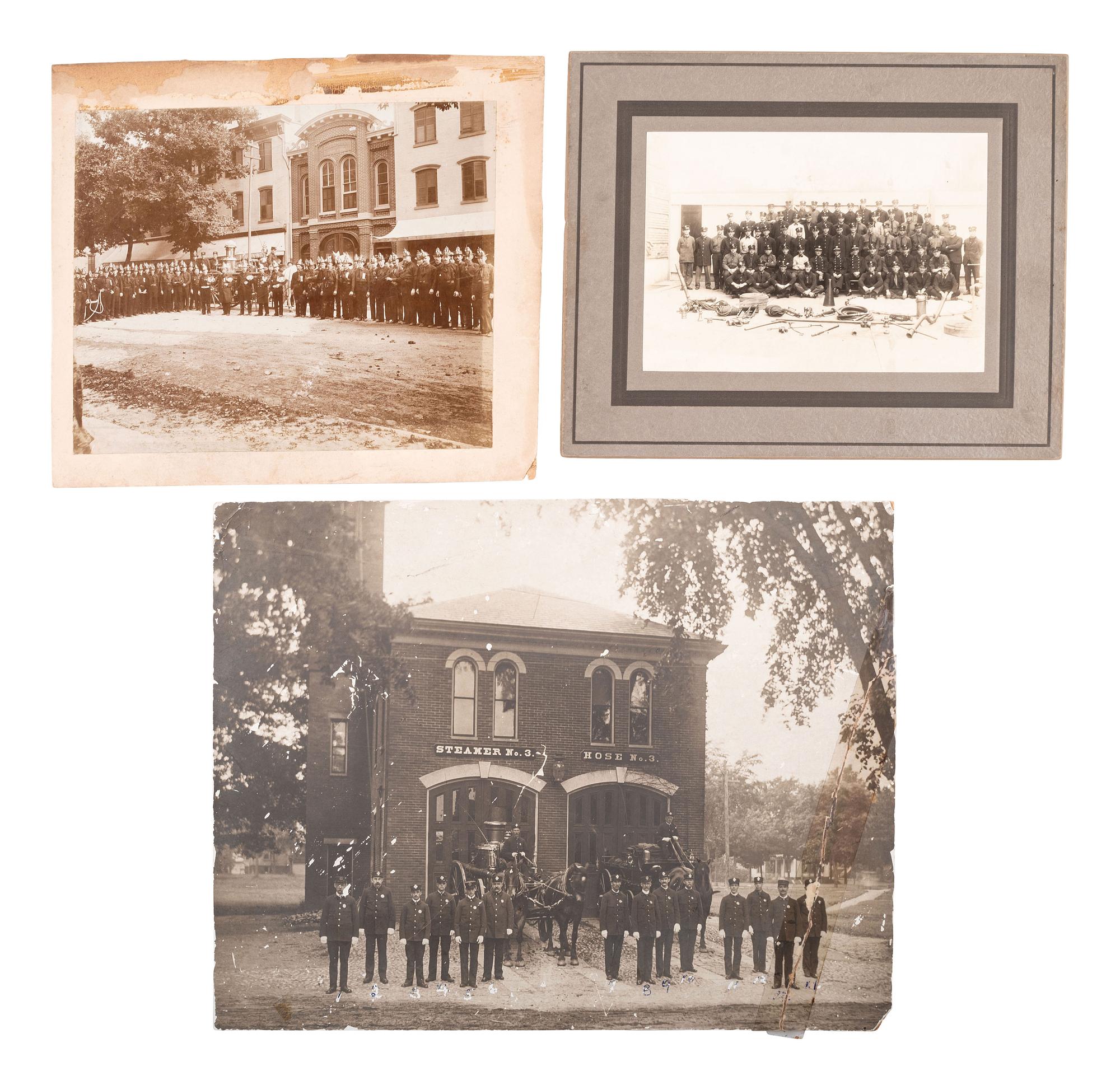 [EARLY PHOTOGRAPHY] -- [OCCUPATIONAL]. A group of 19 images related to firefighting.