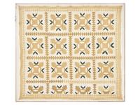 A Green and Tan Cotton Applique "Oak Leaf" Quilt