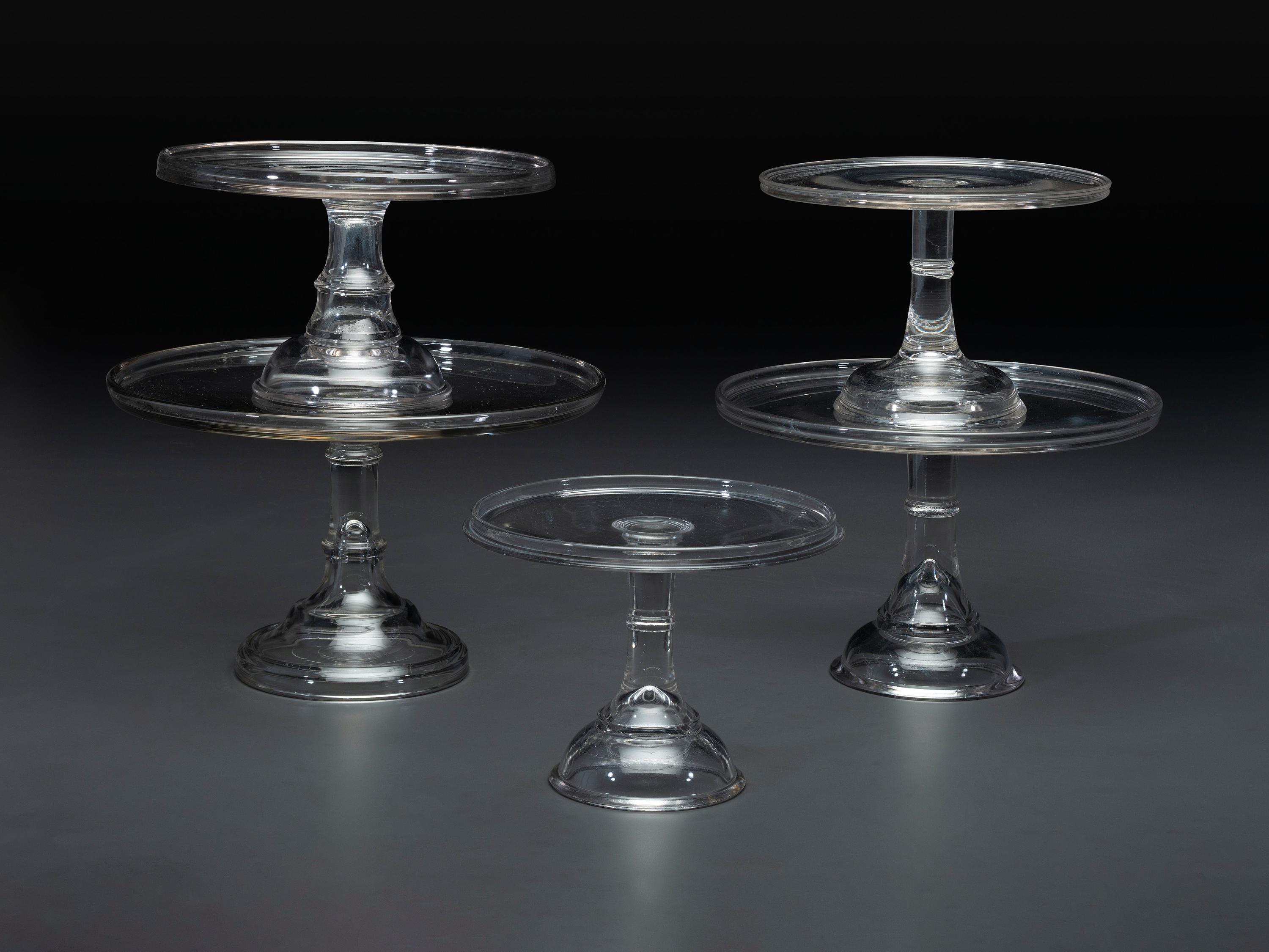 Five Graduated Molded Glass Cake Stands