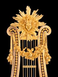 A French Gilt Bronze and Marble Lyre-Form Clock, Bourdier