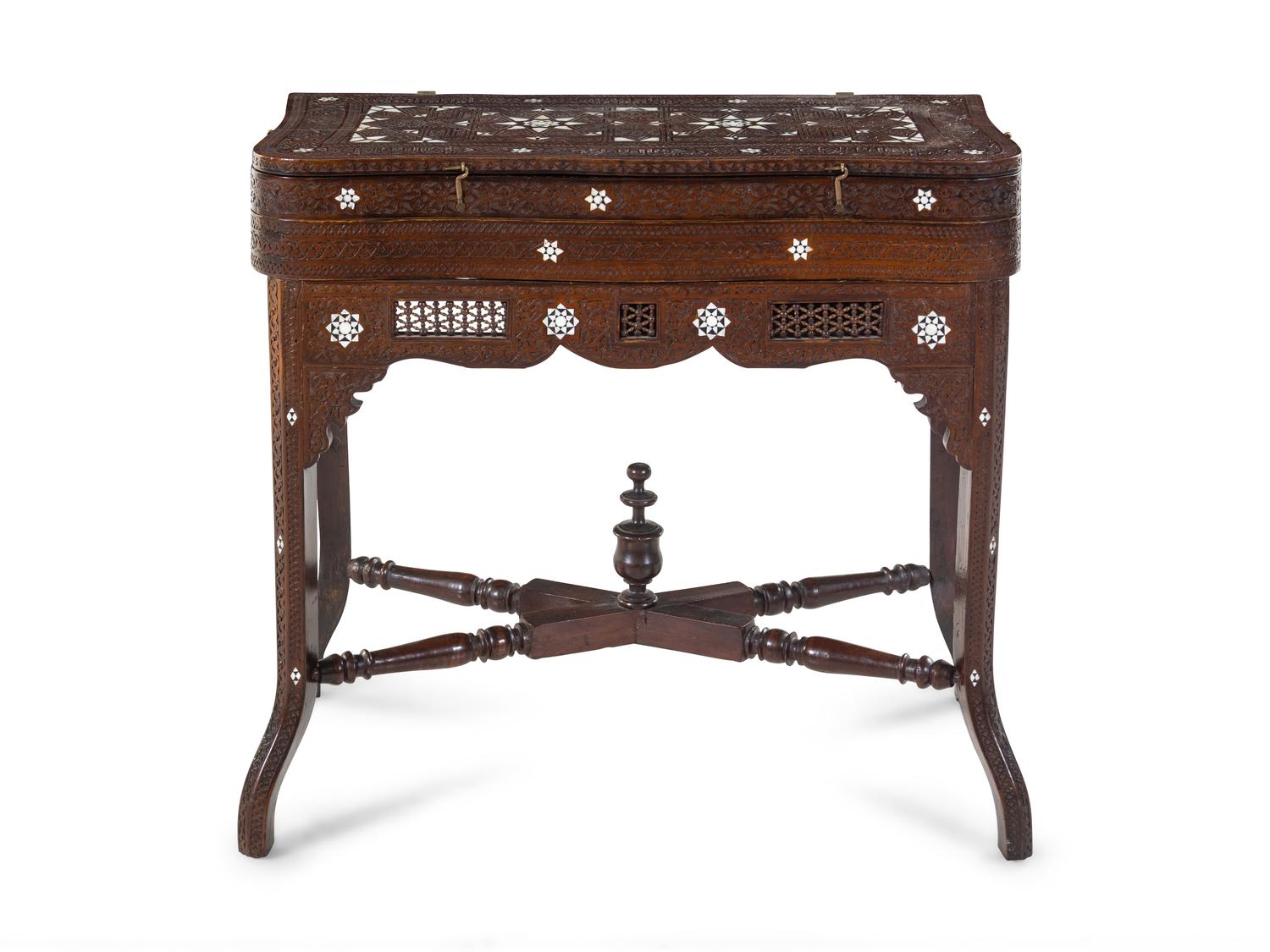 A Syrian Carved and Inlaid Game Table