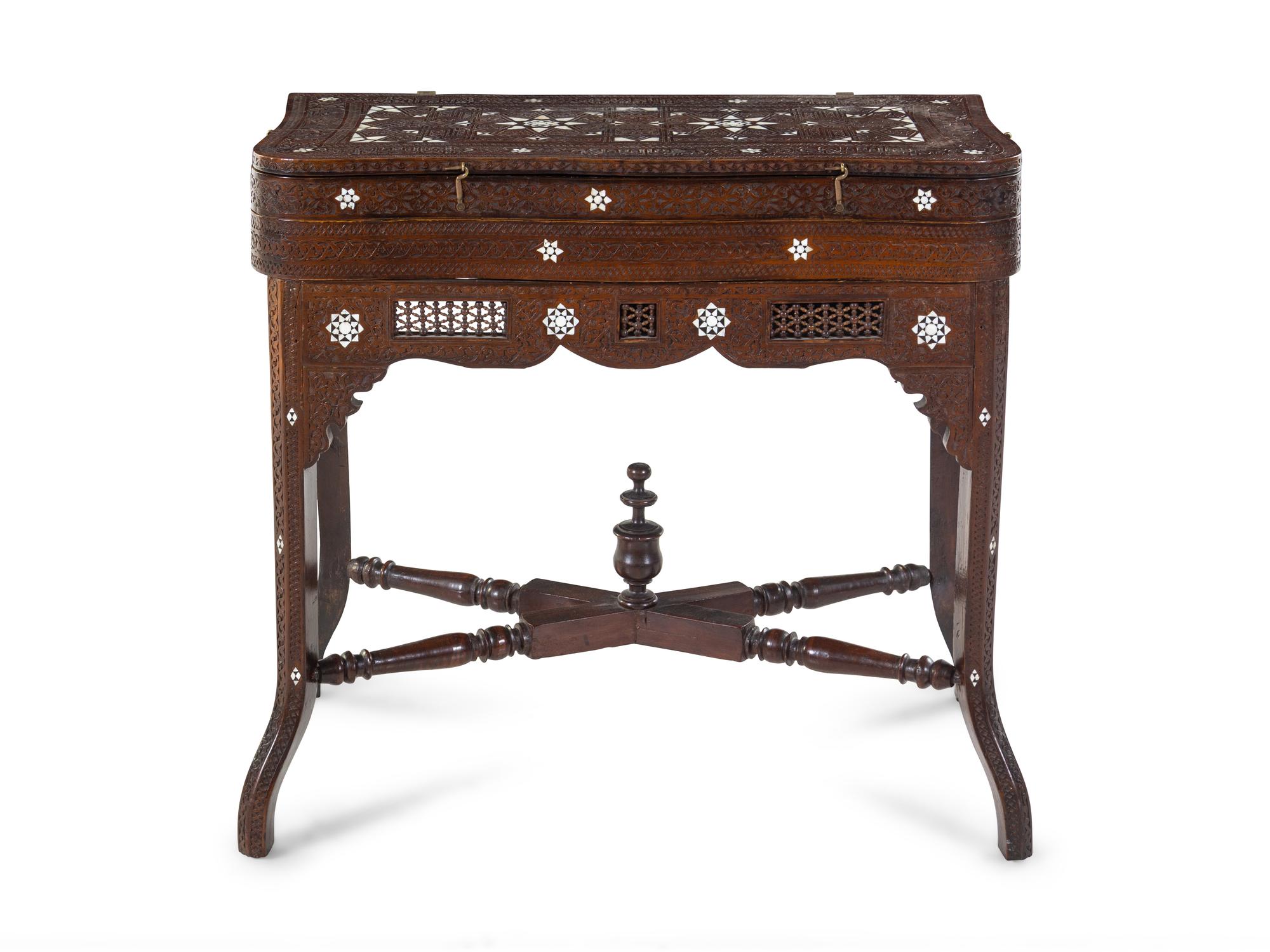 A Syrian Carved and Inlaid Game Table