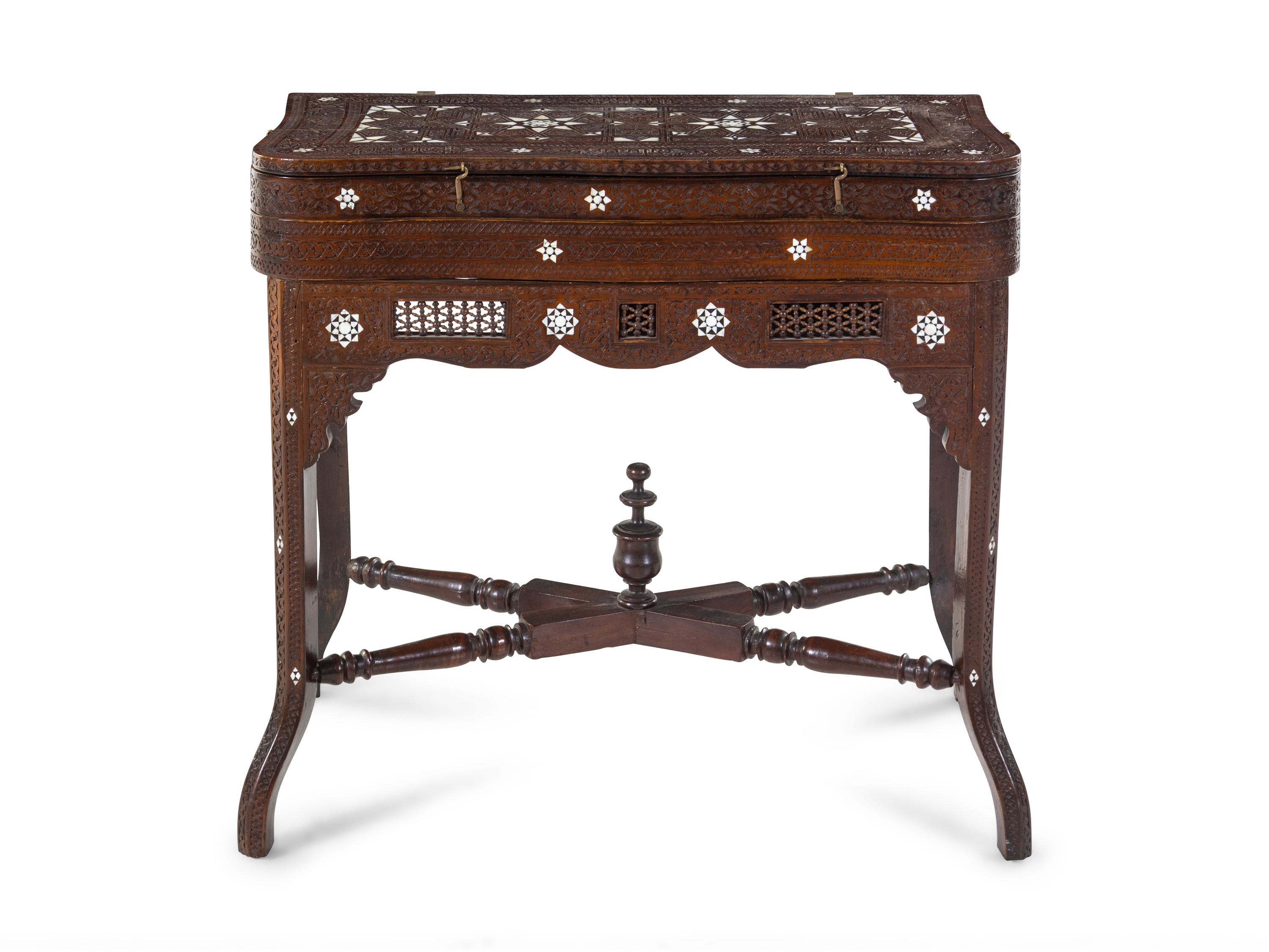 A Syrian Carved and Inlaid Game Table
