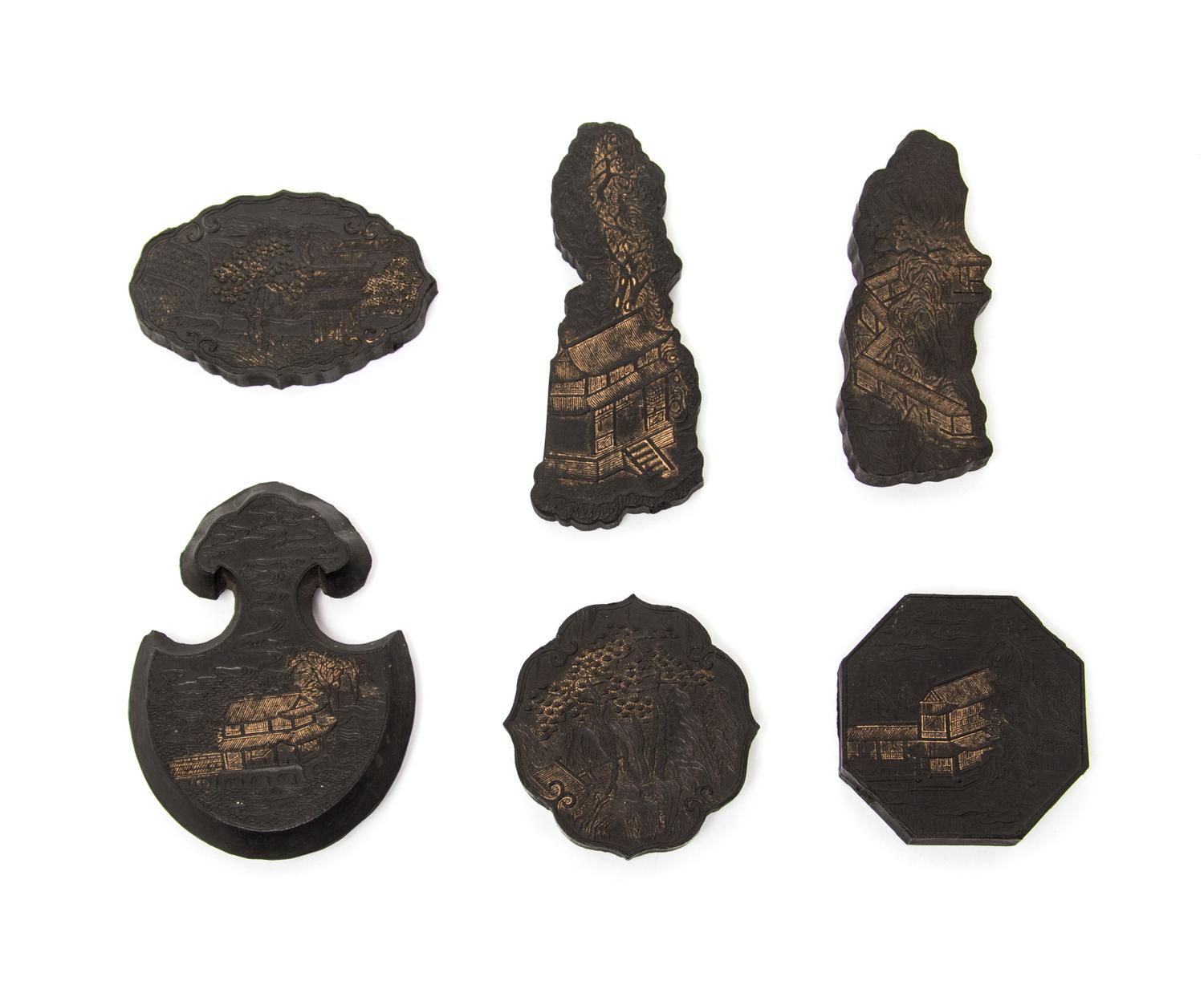 A Set of Six Ink Cakes Length of the longest 3 1/2 inches. — LATE QING DYNASTY