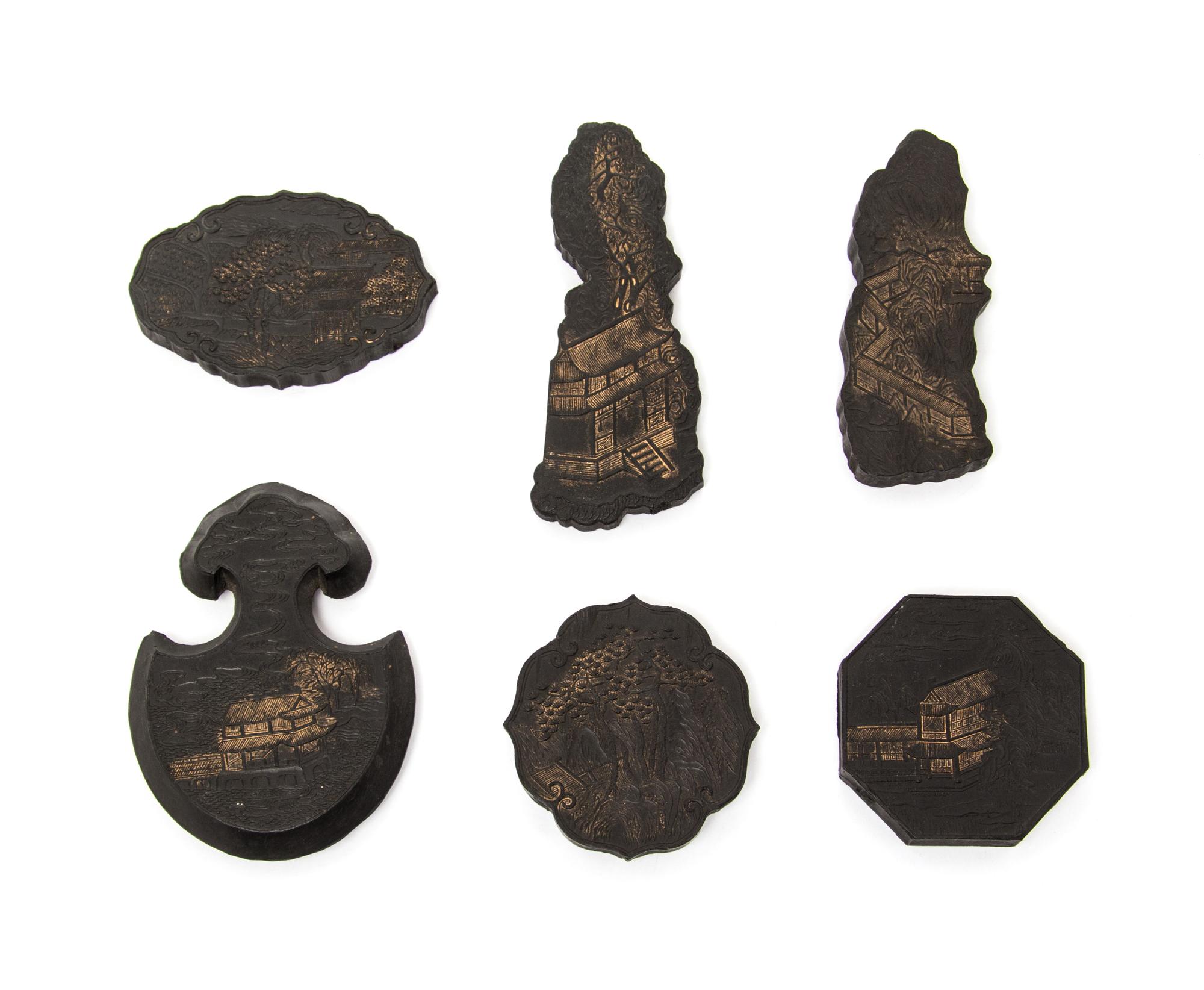A Set of Six Ink Cakes Length of the longest 3 1/2 inches. — LATE QING DYNASTY
