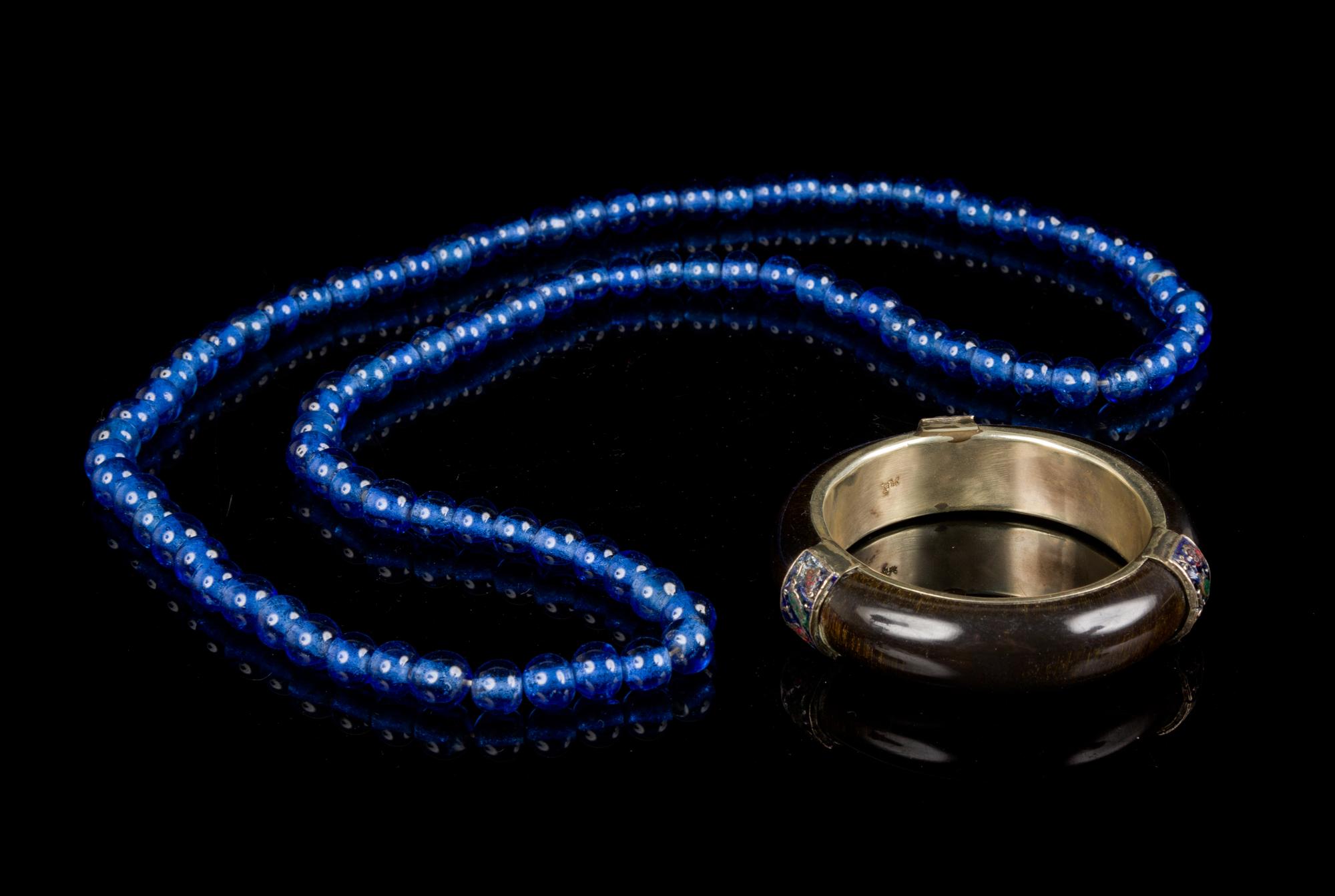 Two Chinese Jewelry Articles Length of necklace 16 3/4 inches.