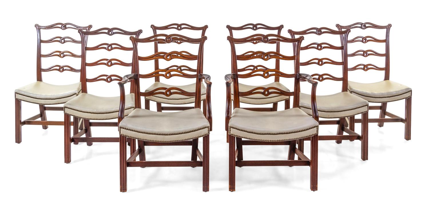 A Set of Eight Chippendale Style Mahogany Dining Chairs