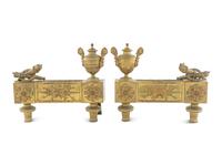 A Pair of Empire Style Gilt Bronze Chenets