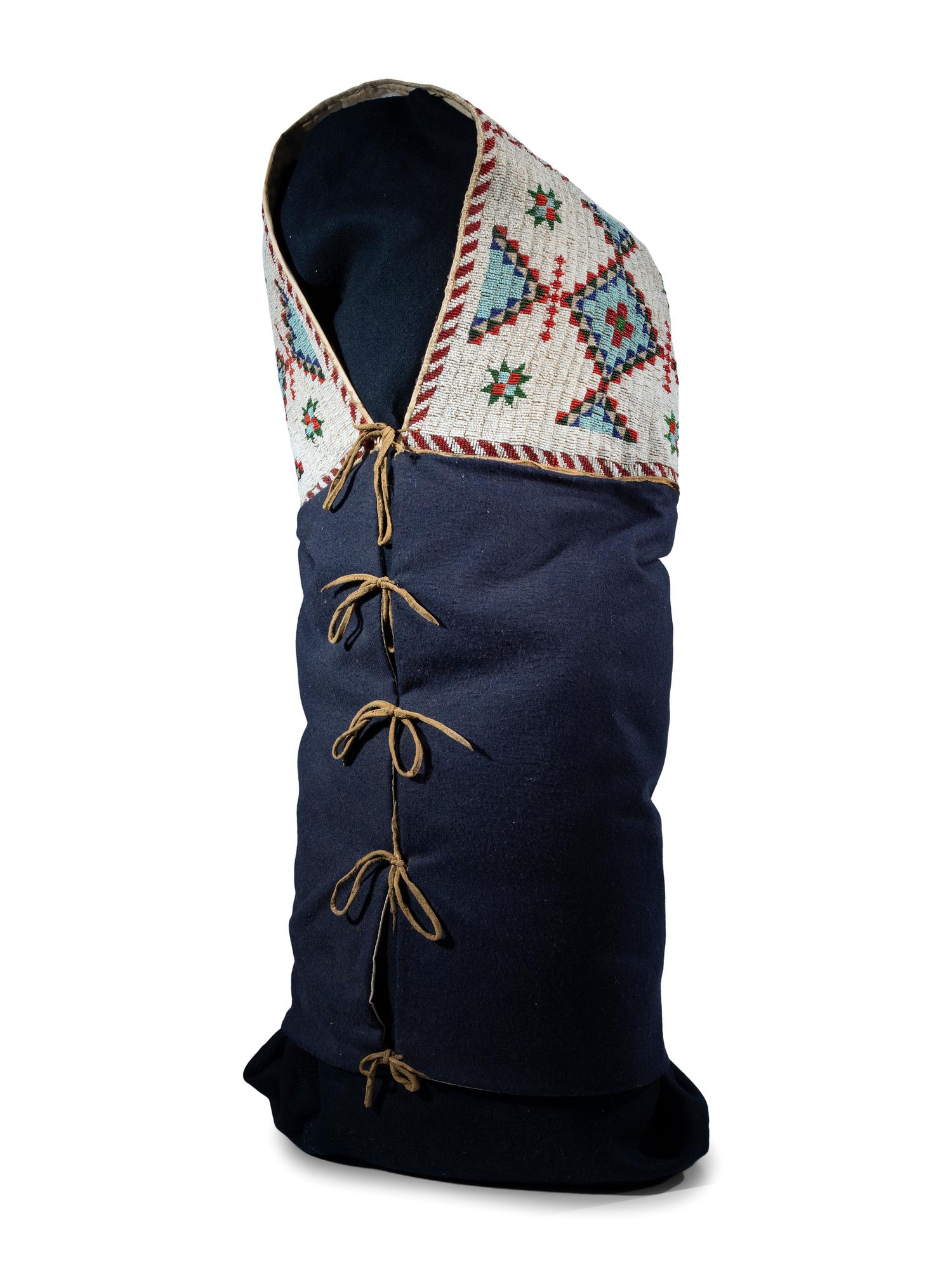 Sioux Beaded Soft-sided Cradle, with American Flags