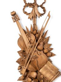 A Pair of Louis XV Style Carved Wood Musical Trophies