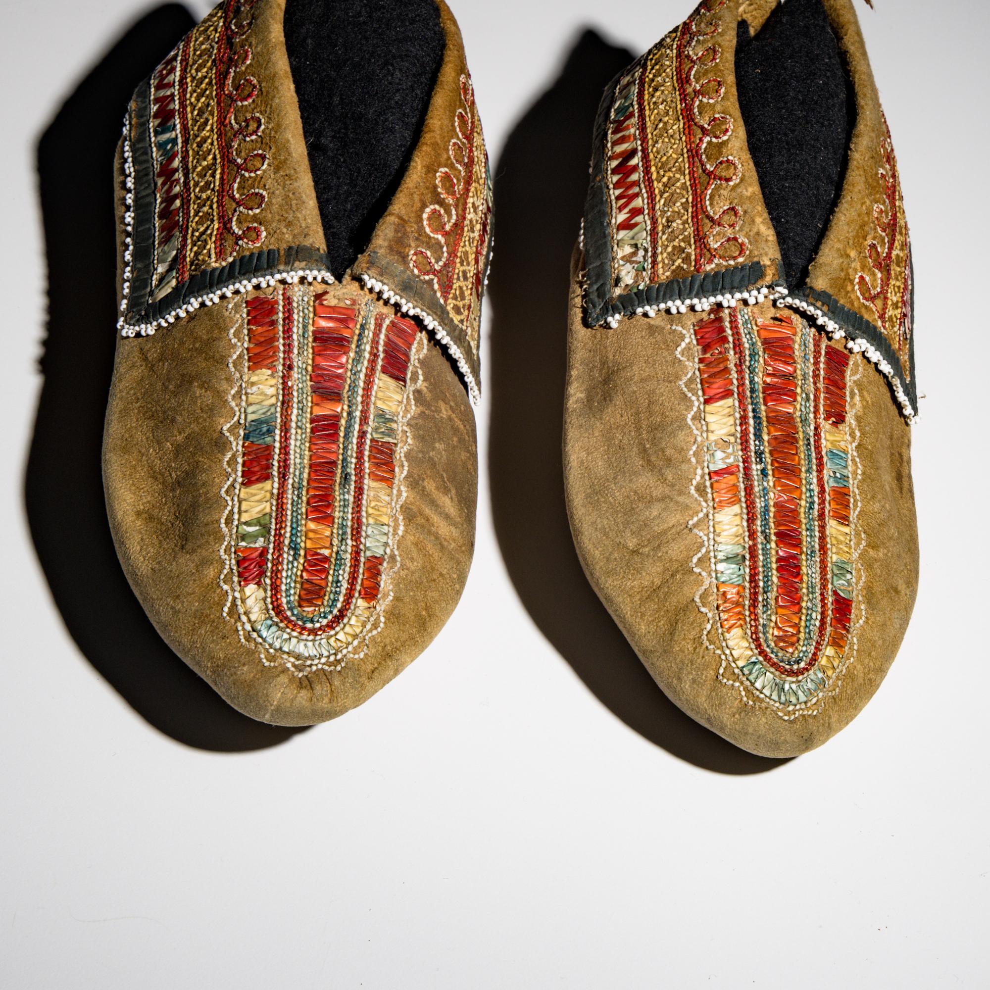 Seneca Quilled Hide Moccasins