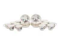 A Group of Wedgwood Cuckoo Porcelain Teacups and Saucers