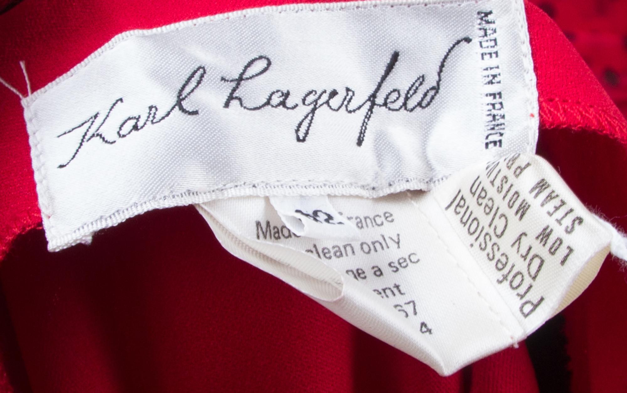 A Karl Lagerfeld Red Silk Dress Size 42.