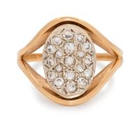 A 14 Karat Bicolor Gold and Diamond Ring,