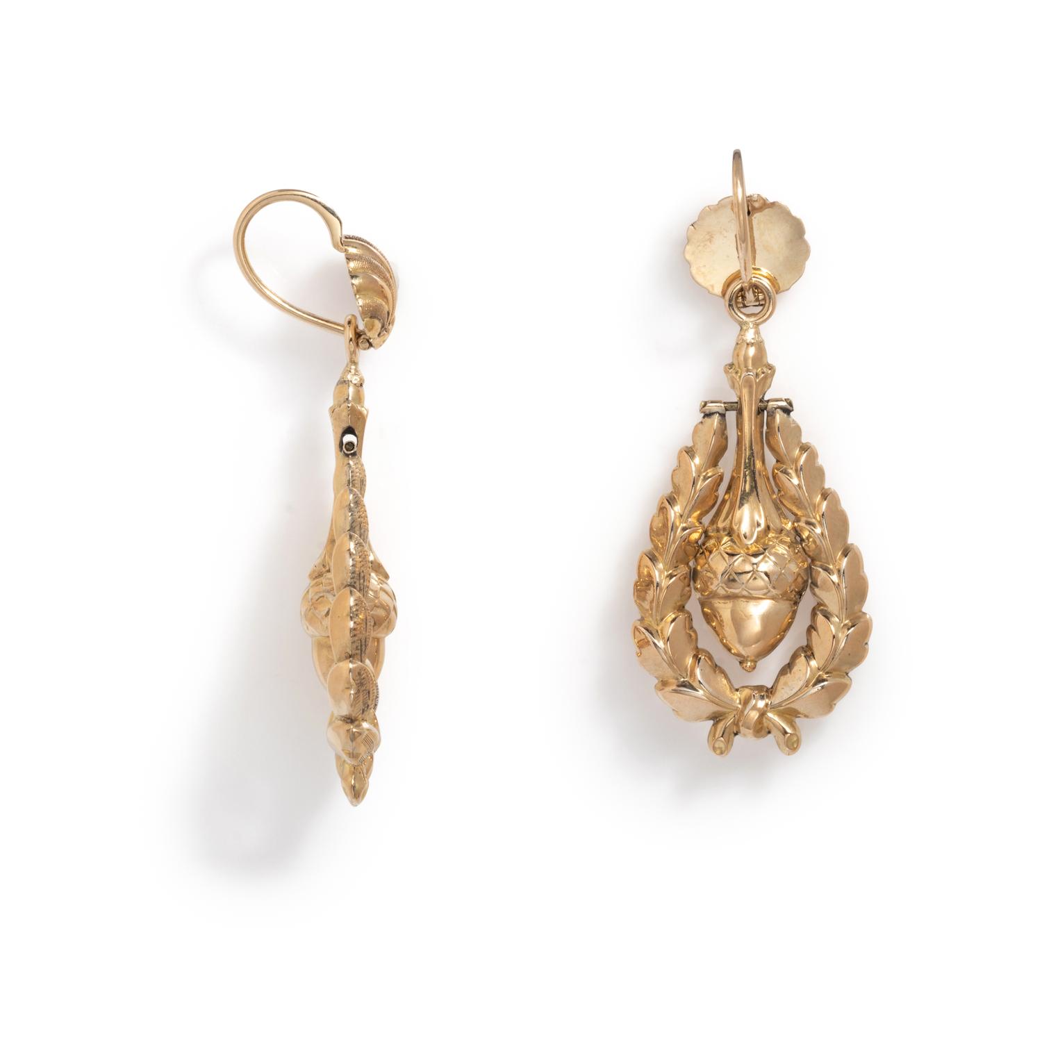 ANTIQUE, CONVERTIBLE YELLOW GOLD EARRINGS