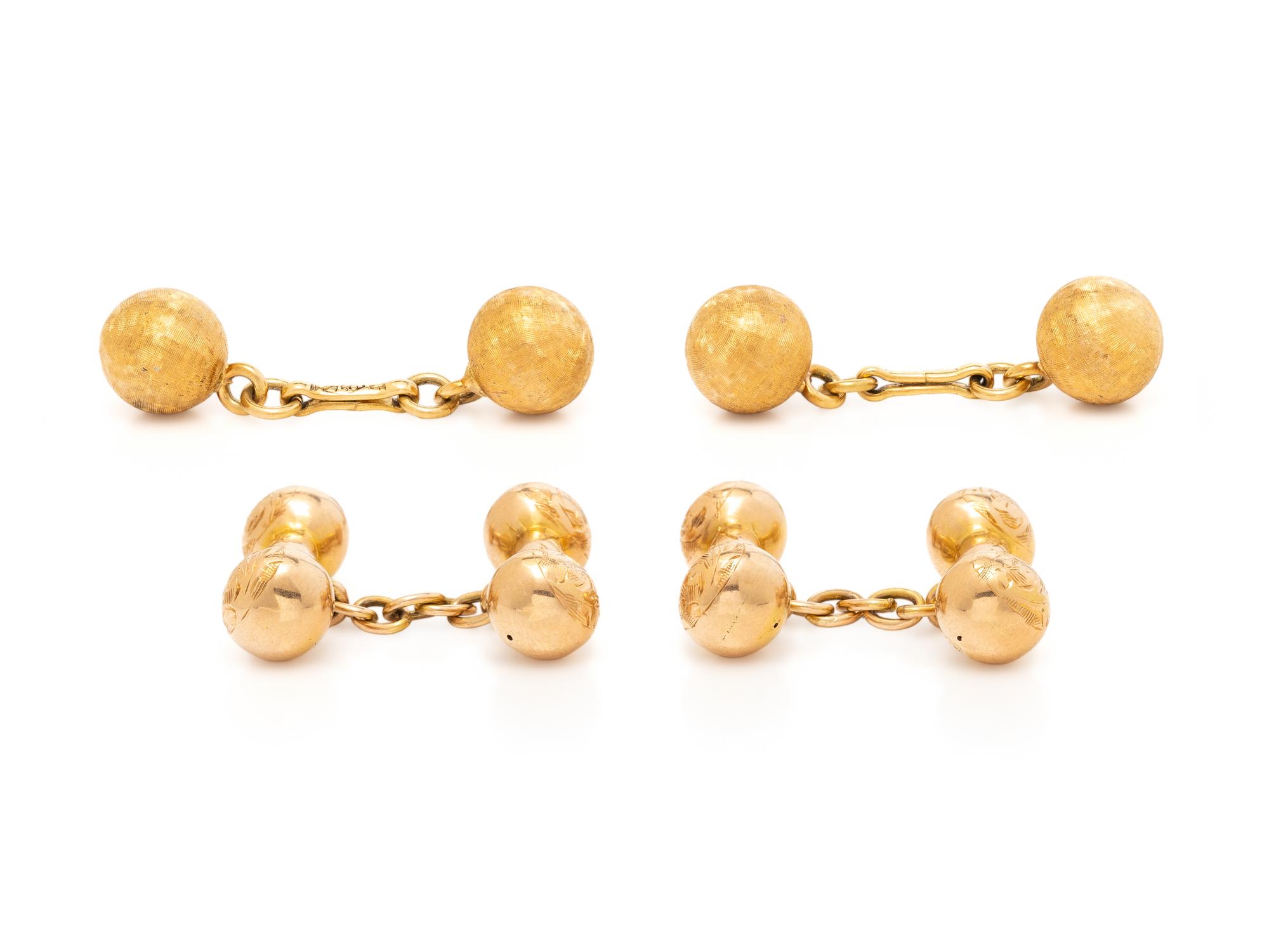 TWO PAIRS OF GOLD CUFFLINKS
