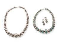 Navajo Silver Pearl Necklaces AND Earrings