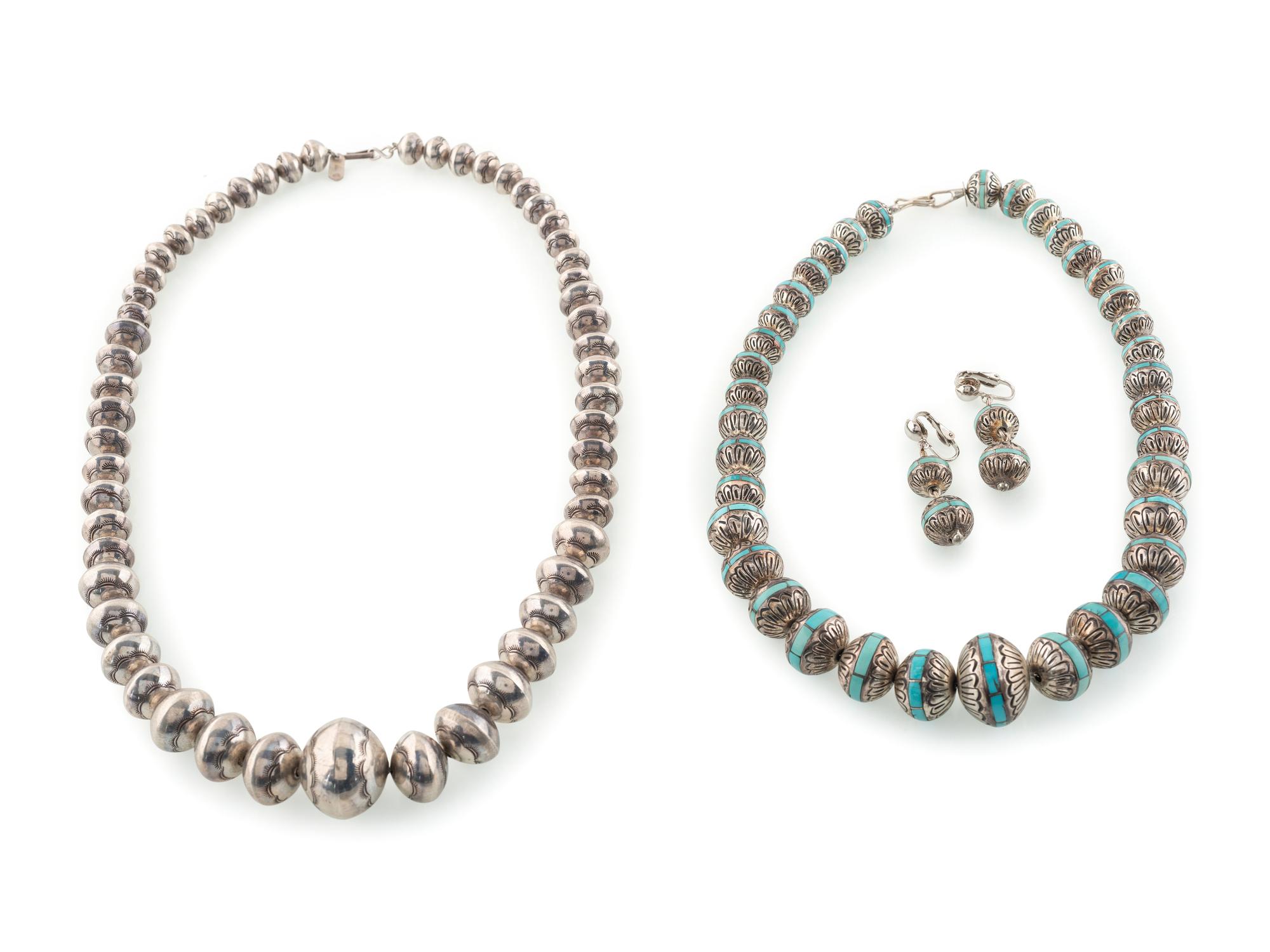 Navajo Silver Pearl Necklaces AND Earrings