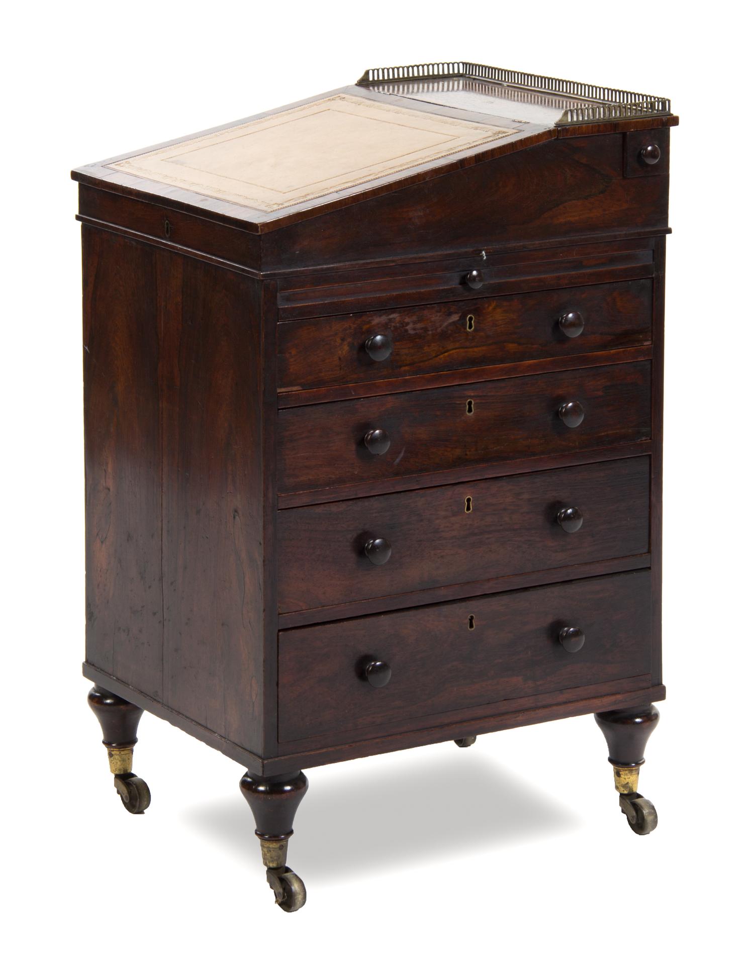 A Regency Rosewood Davenport Desk Height 32 1/2 x width 16 3/4 x depth 22 1/2 inches.