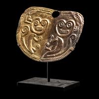 A Vicus Gold Embossed Nose Ornament