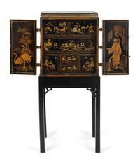 A Chinese Export Lacquered Cabinet on Stand