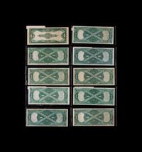 A Group of Nine Series 1917 $1 Legal Tender Notes