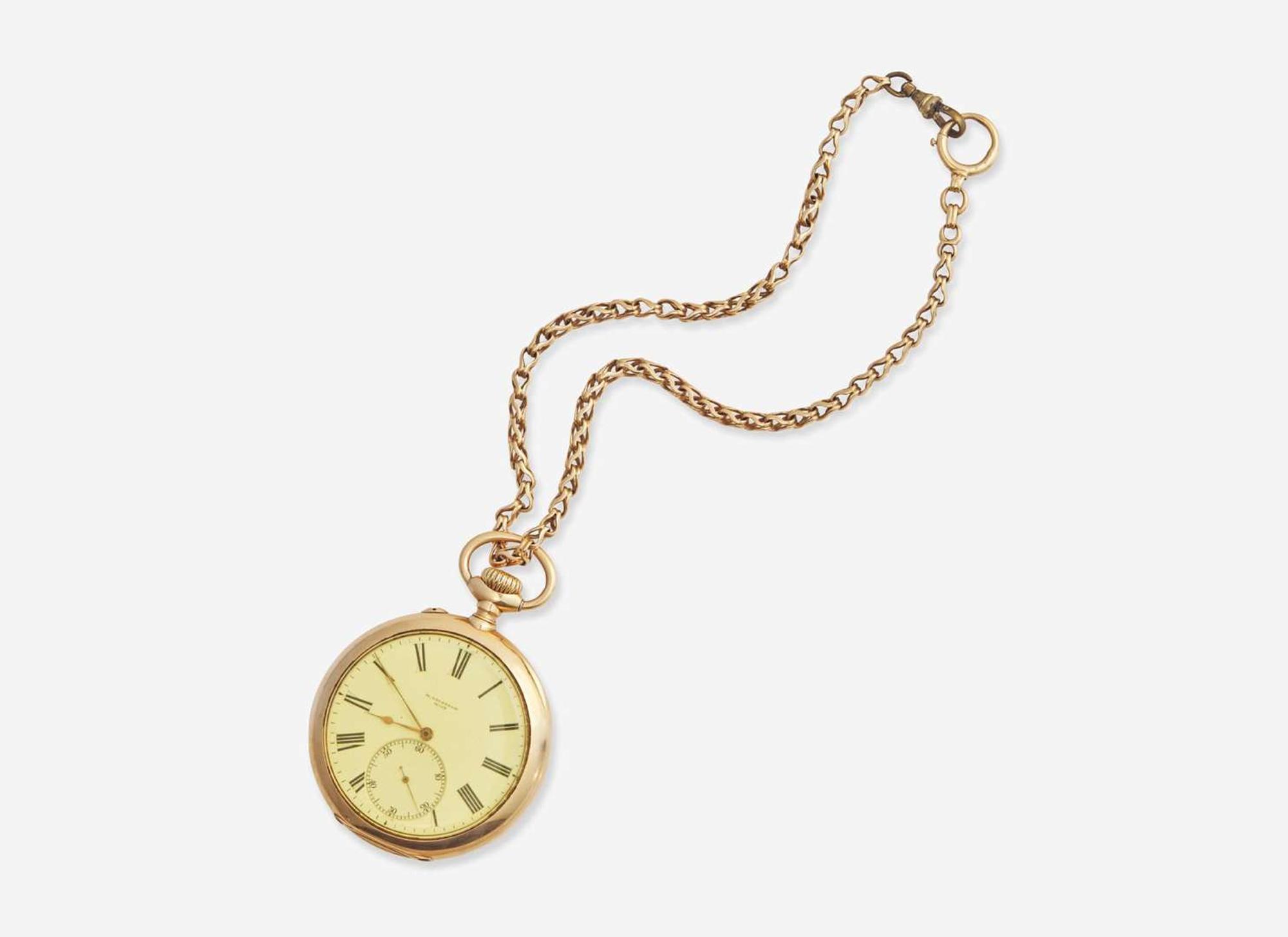 A 14K Yellow Gold M. Halbkram Wien Pocket Watch