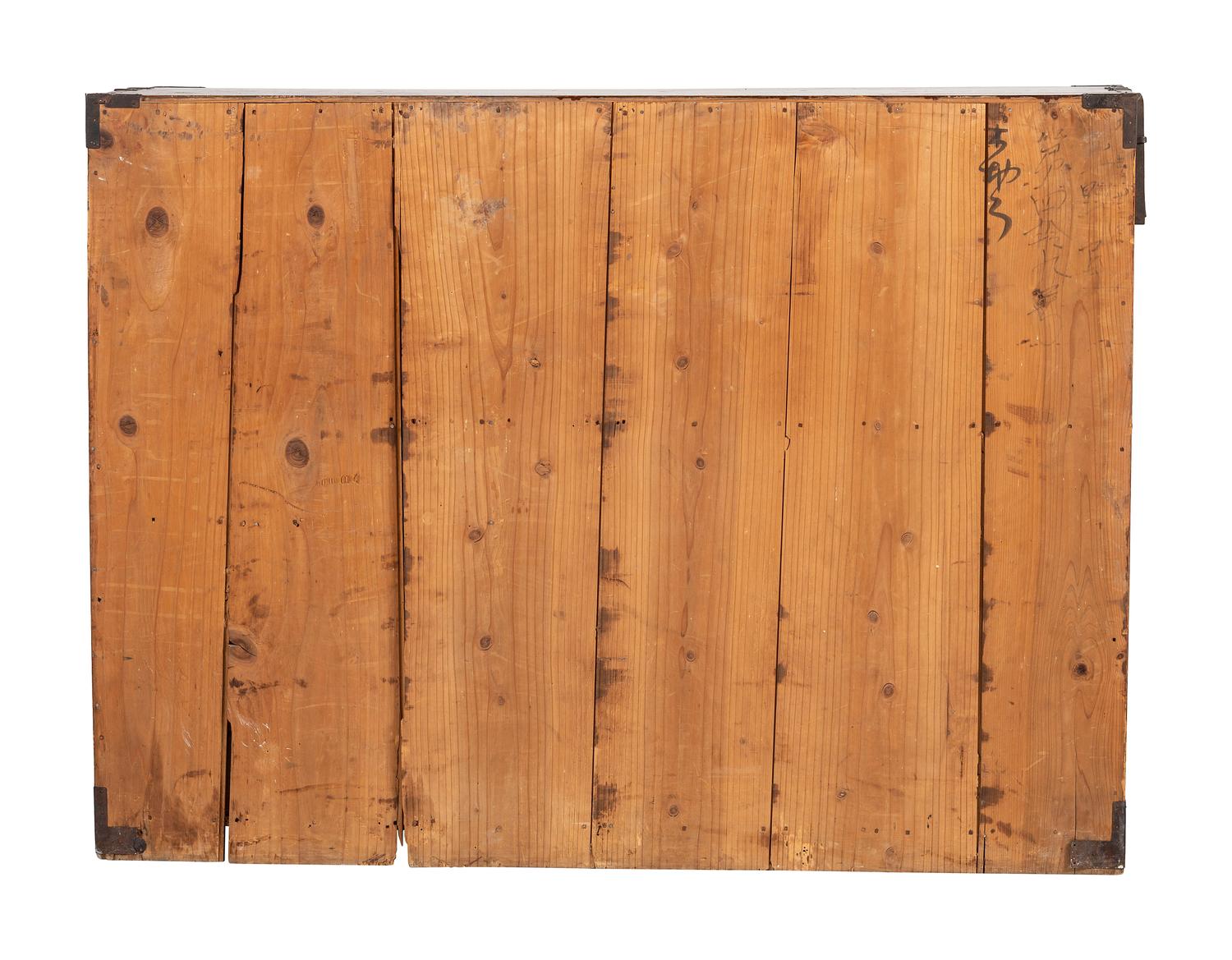 A Japanese Pressed Metal Mounted Tansu Chest