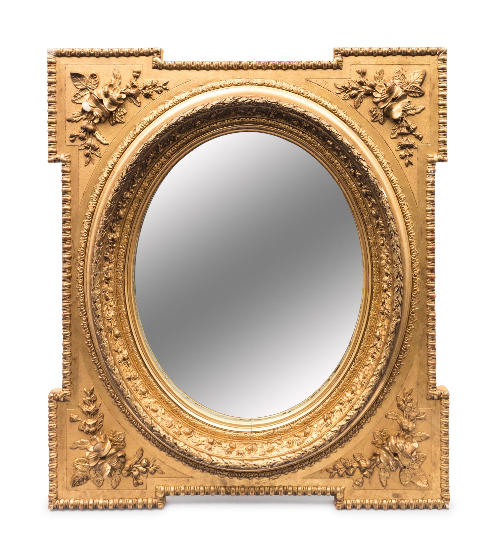 A Pair of Continental Gilt Framed Mirrors — 19TH CENTURY